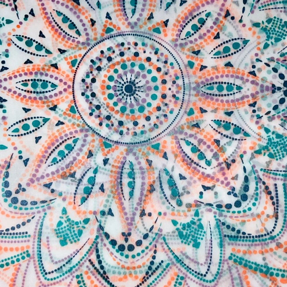 Mandala Peva Shower Curtain Teal, Coral & Navy Metal Grommets Kavala Collection